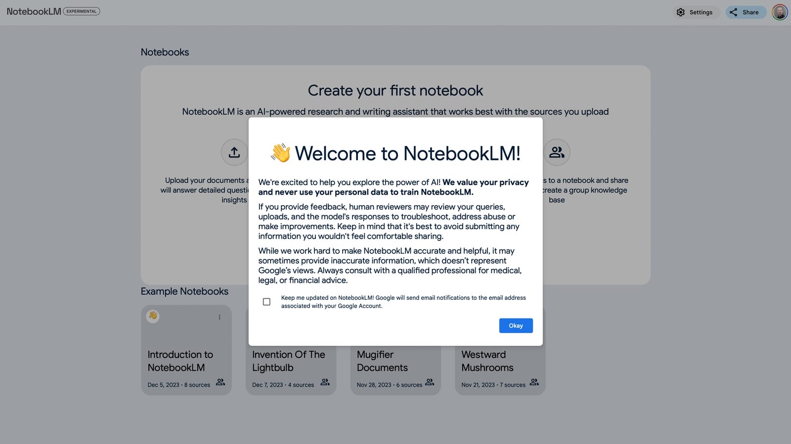Screenshot of NotebookLM